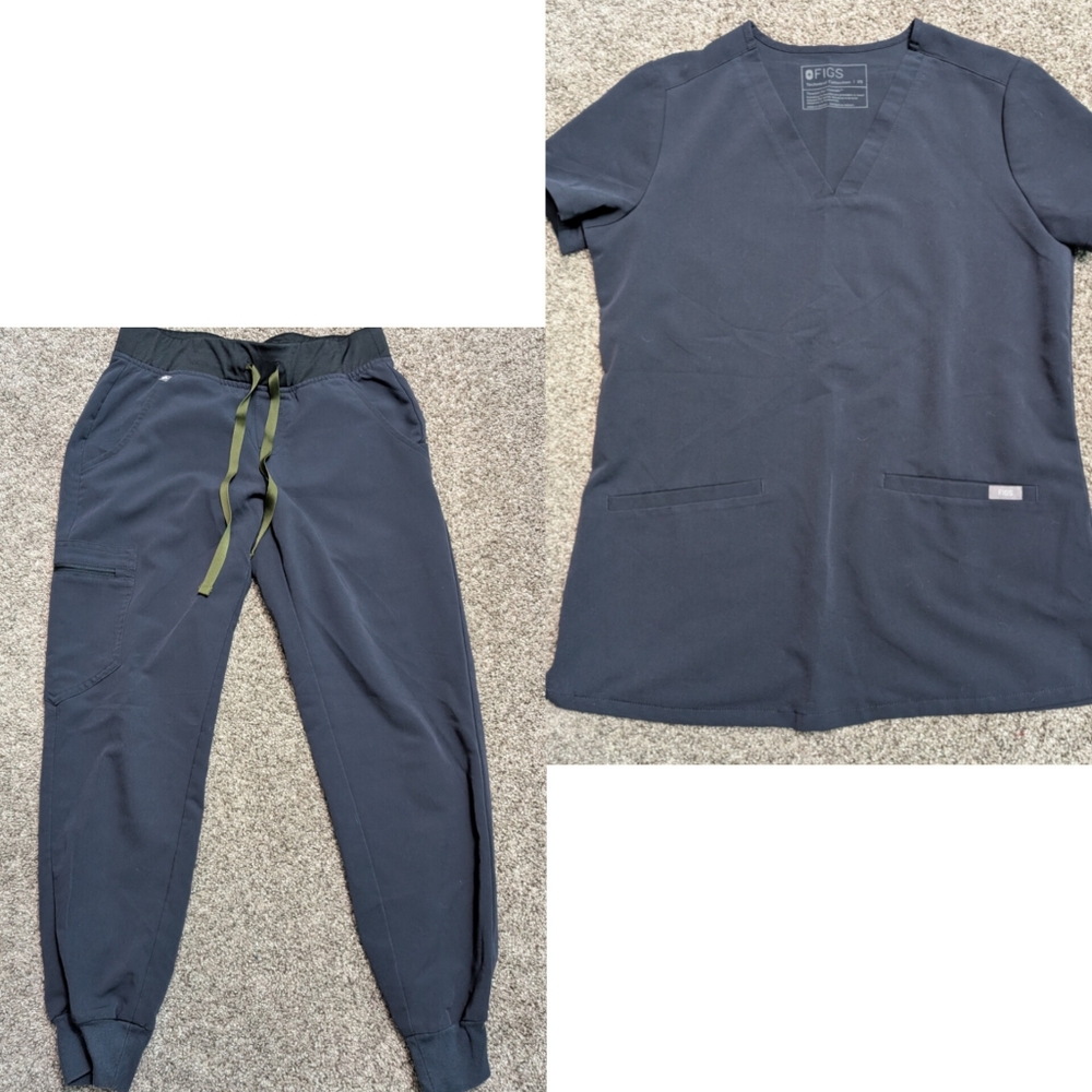 Figs Charcoal V-Neck Scrub Set